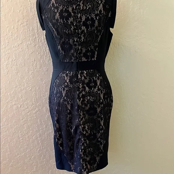 Adrianna Papell Blue Sheath‎ Dress Mock Neck Midi - Picture 4 of 8